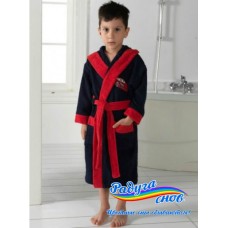 Детский халат для мальчика (темно-синий с красным)